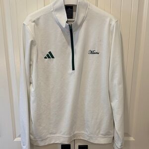 Adidas Miami Hurricanes Men's White Zip-Up Knit with Green Details
